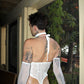 White Swiss Dot Gloves