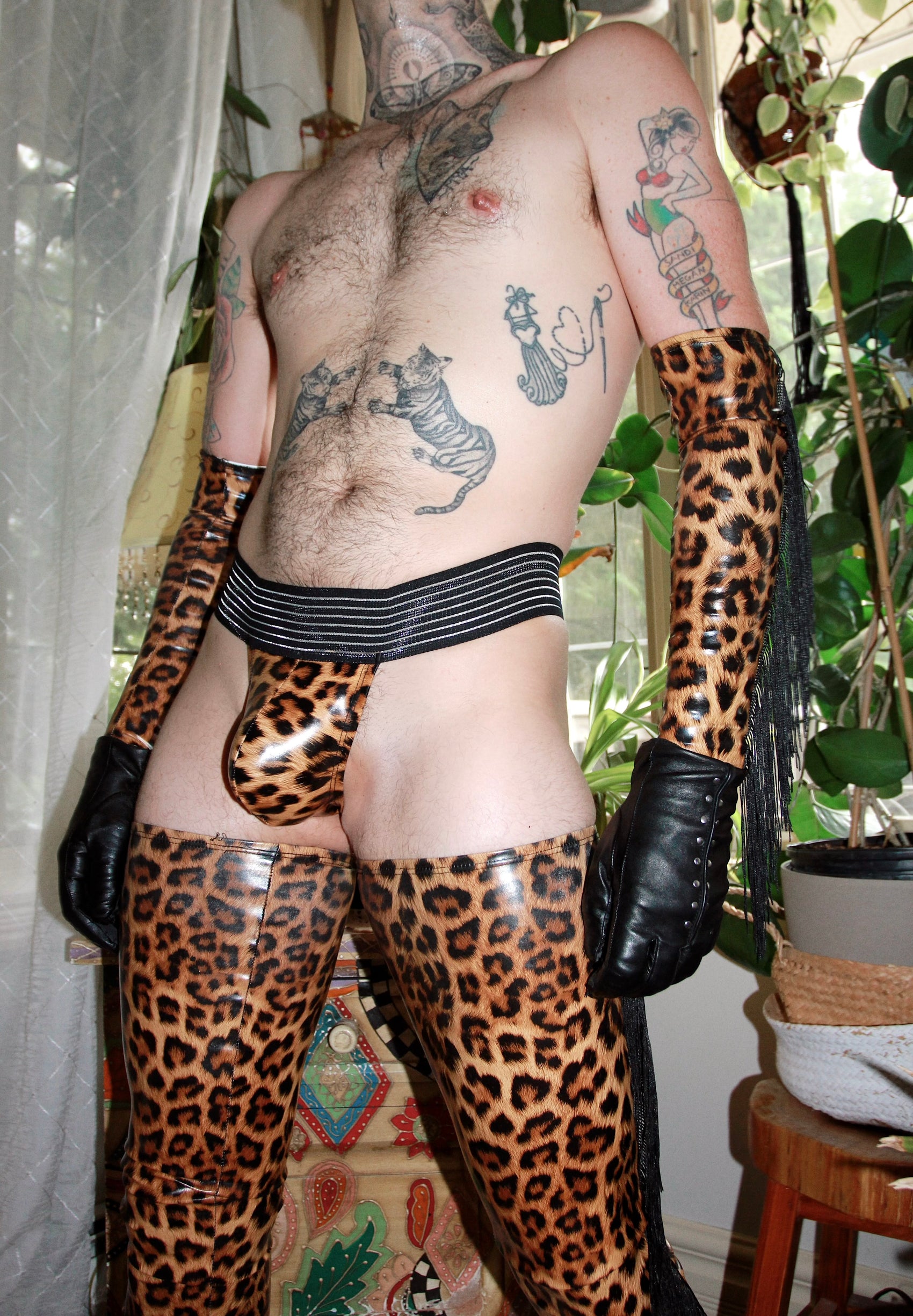 Leopard Vinyl Thong