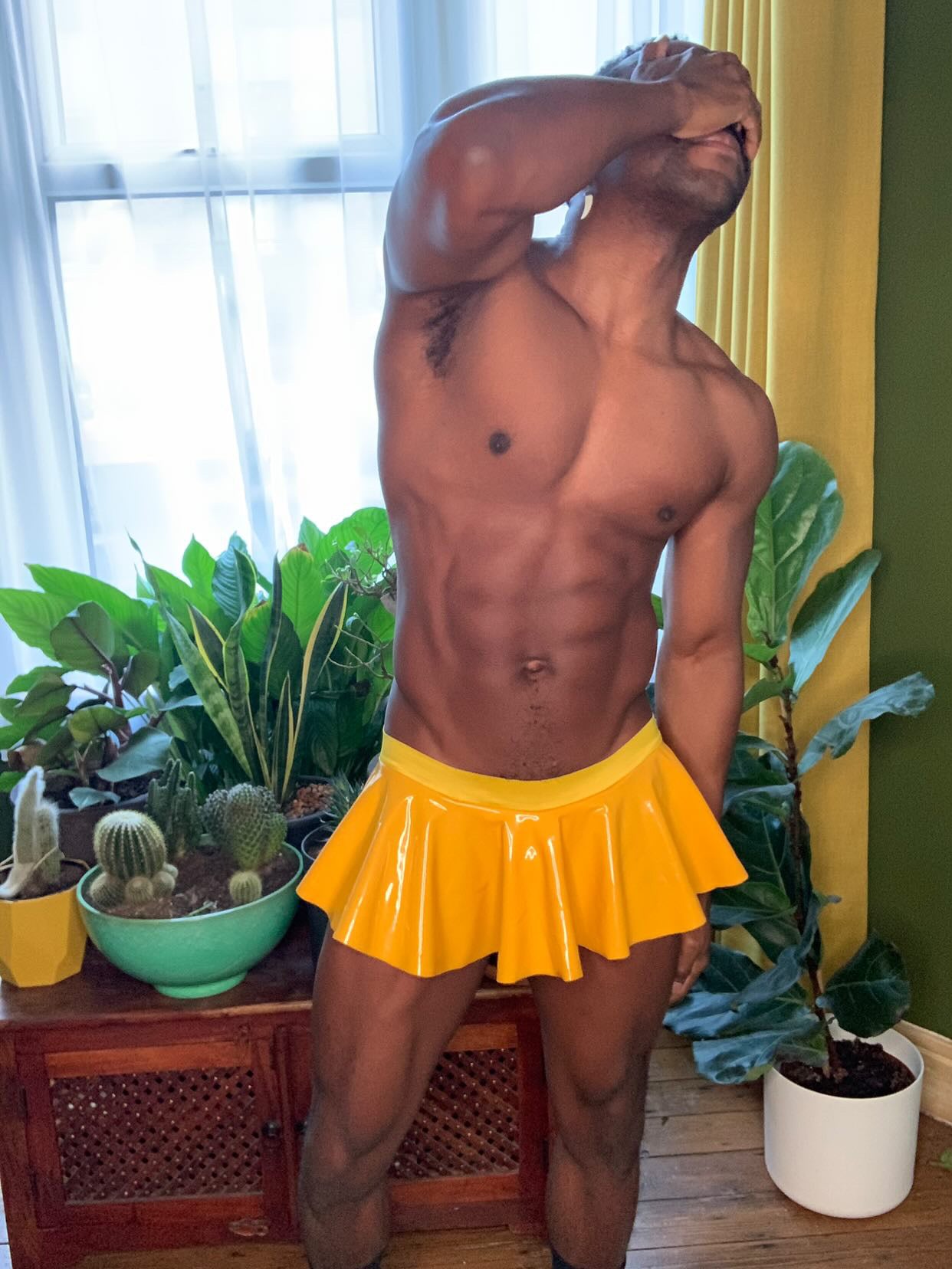Yellow Vinyl Skirt Jock