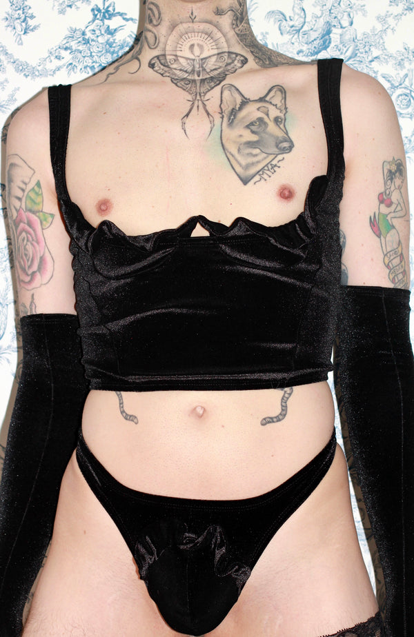 The Classic Velvet Ruffle Thong