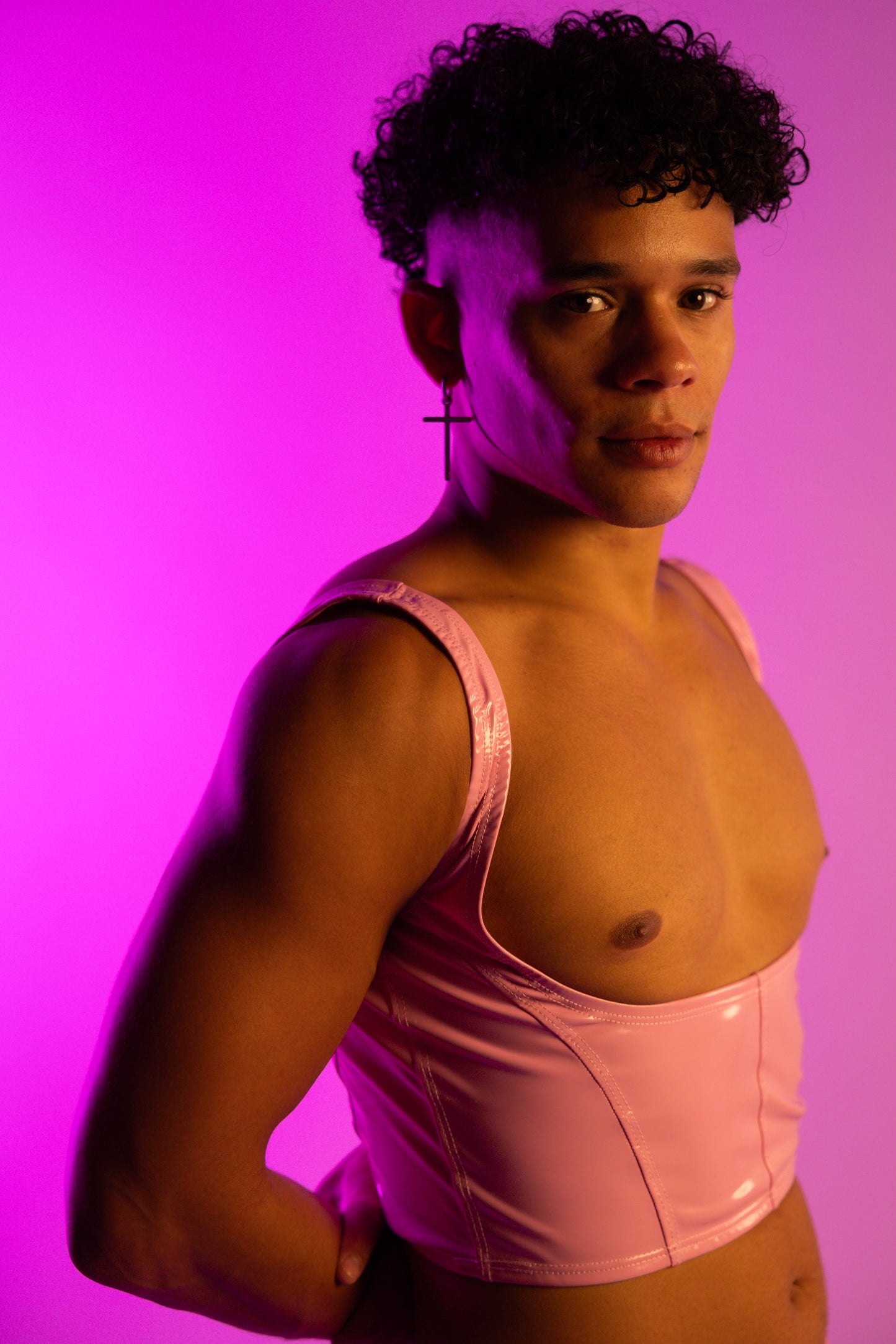 Baby Pink Vinyl Crop