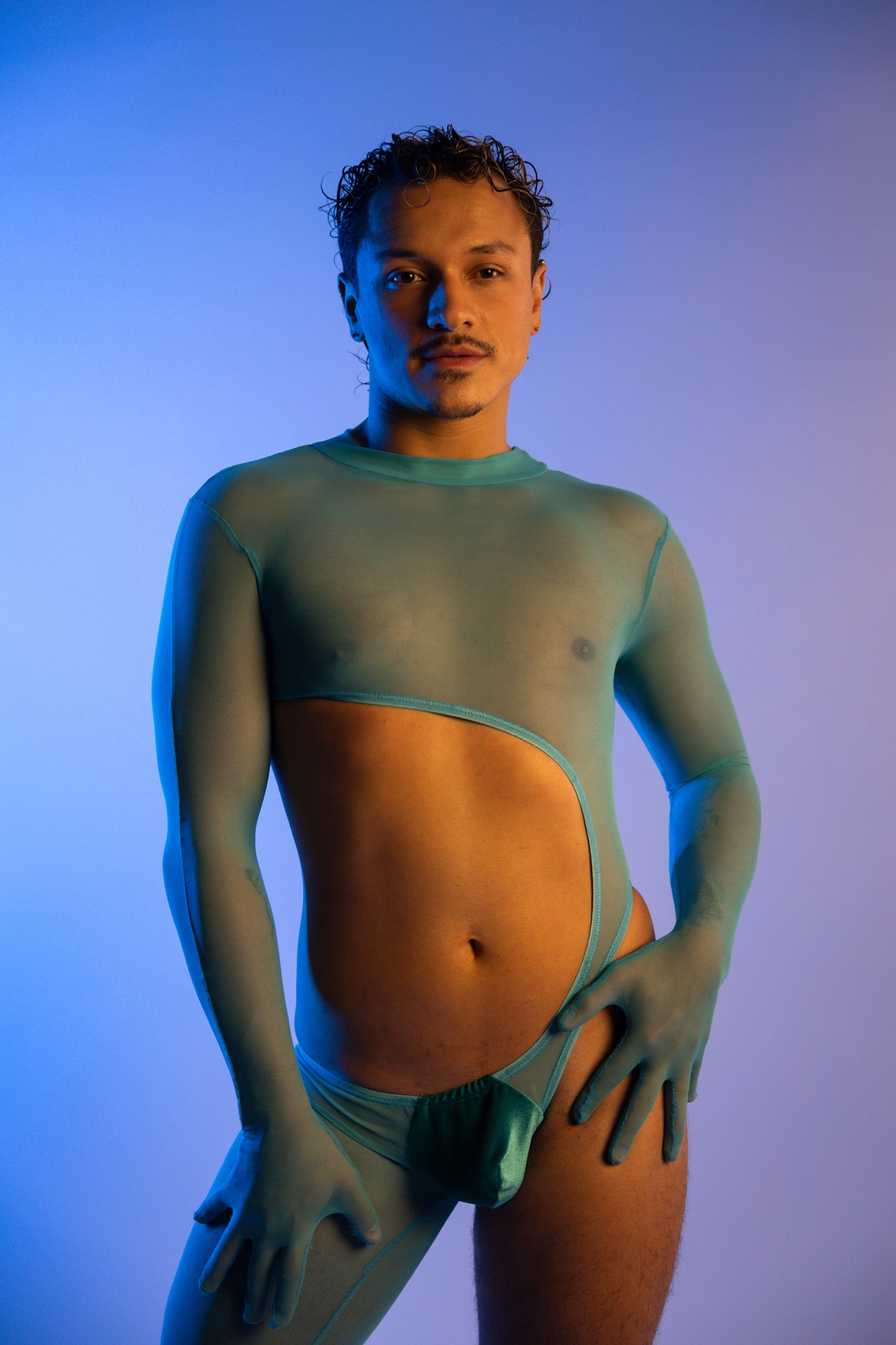 Teal Mesh Catsuit