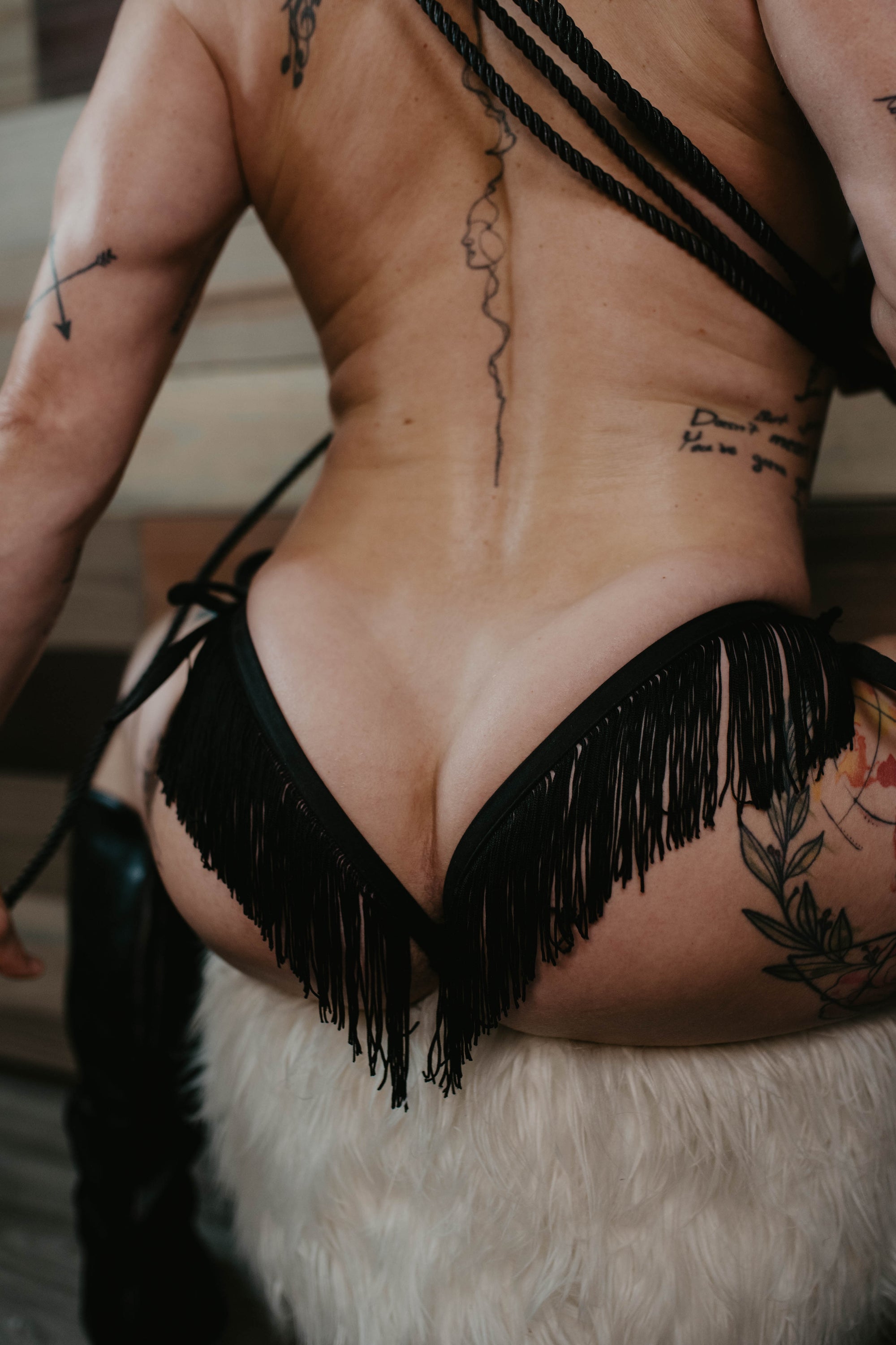 Matte Vinyl Fringe Thong