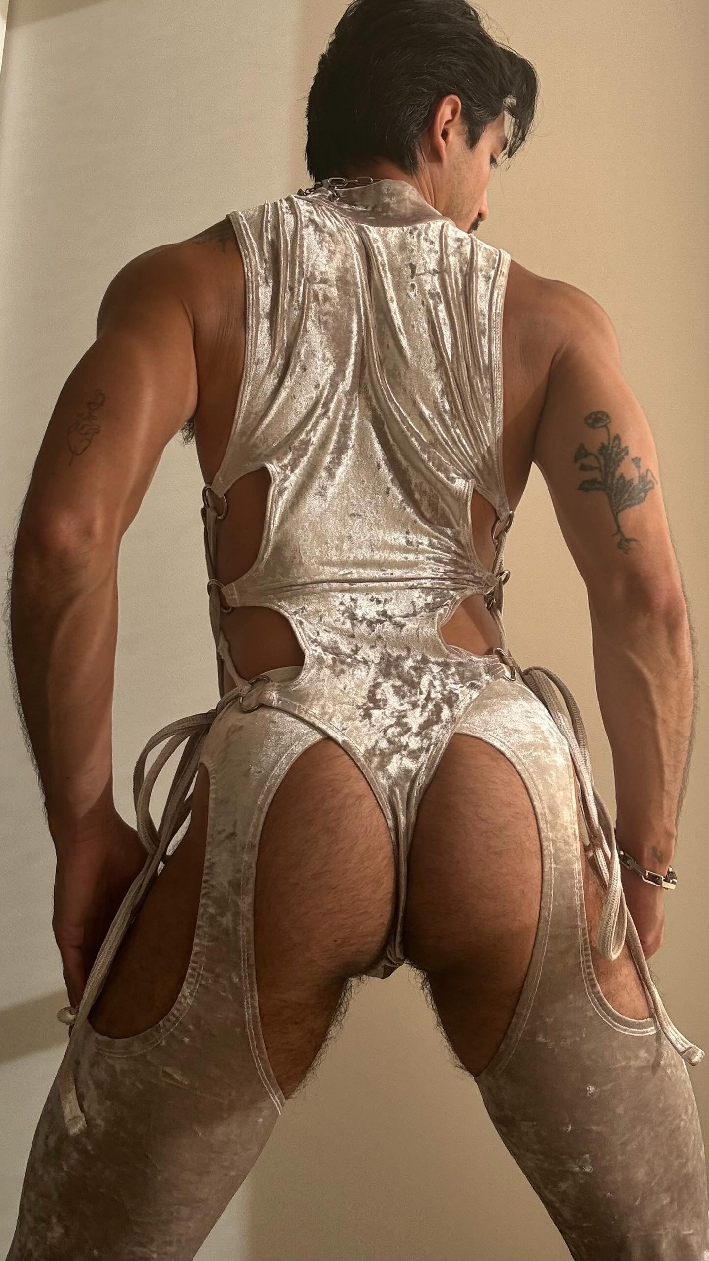 Kennie Mas Velvet Bodysuit Chaps