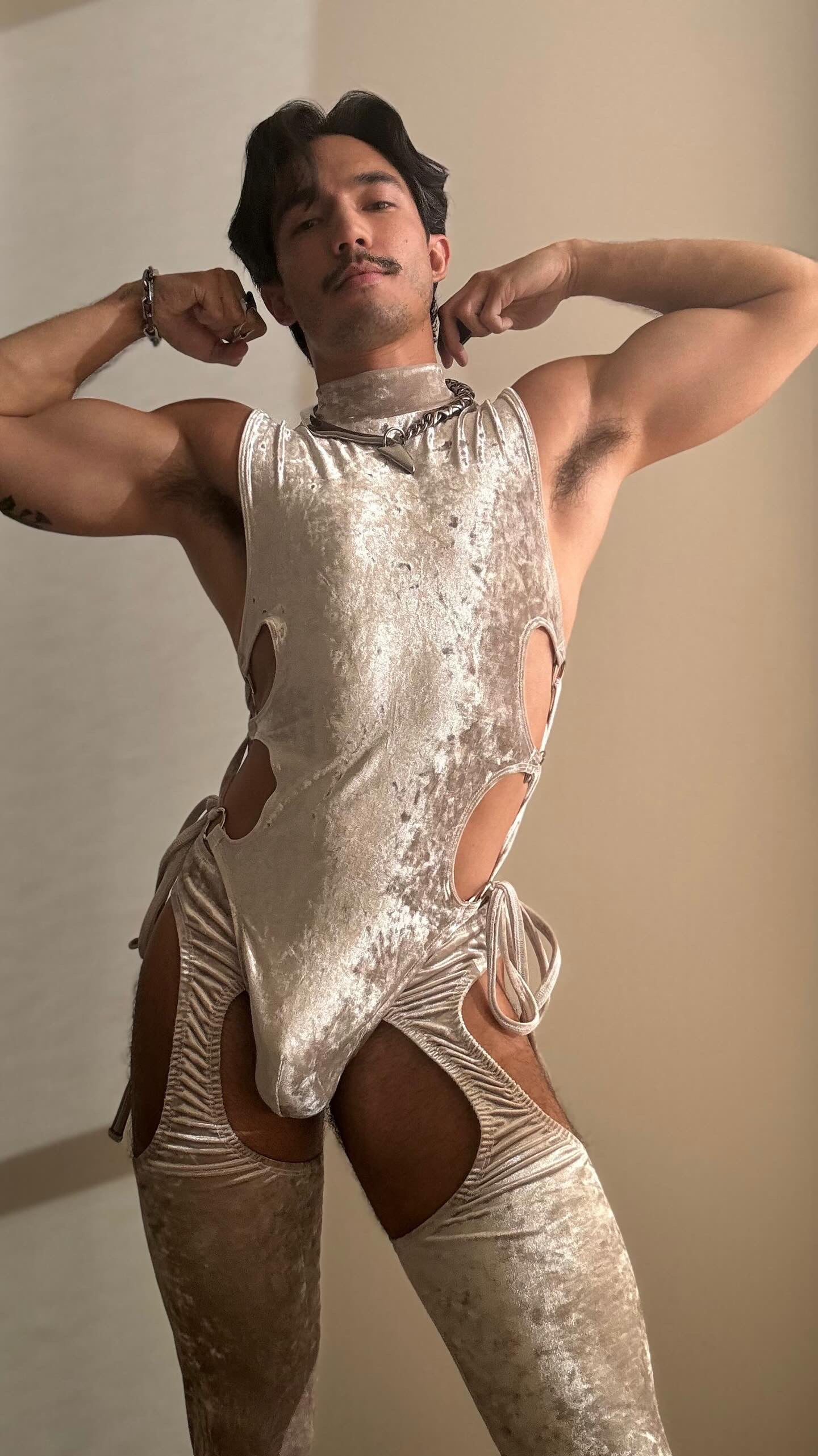 Kennie Mas Polyester velvet Bodysuit