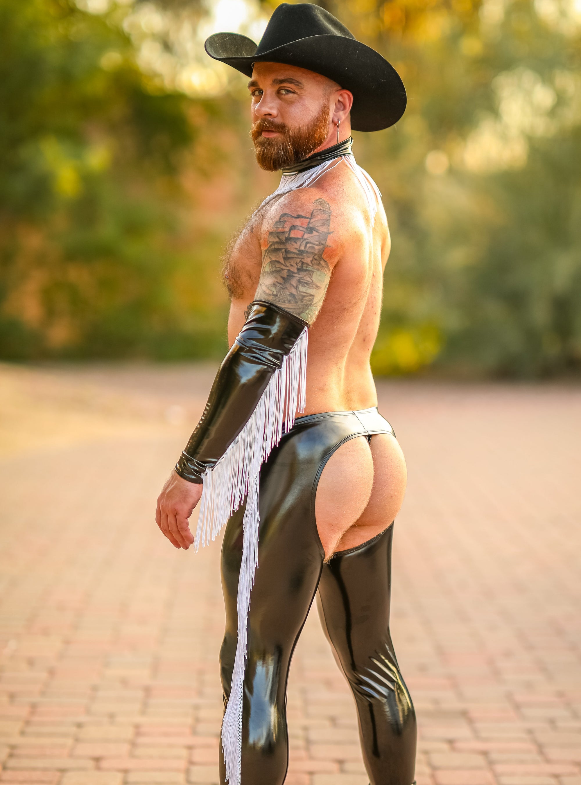 Kennie Mas Black Vinyl Cowboy Fringe Set