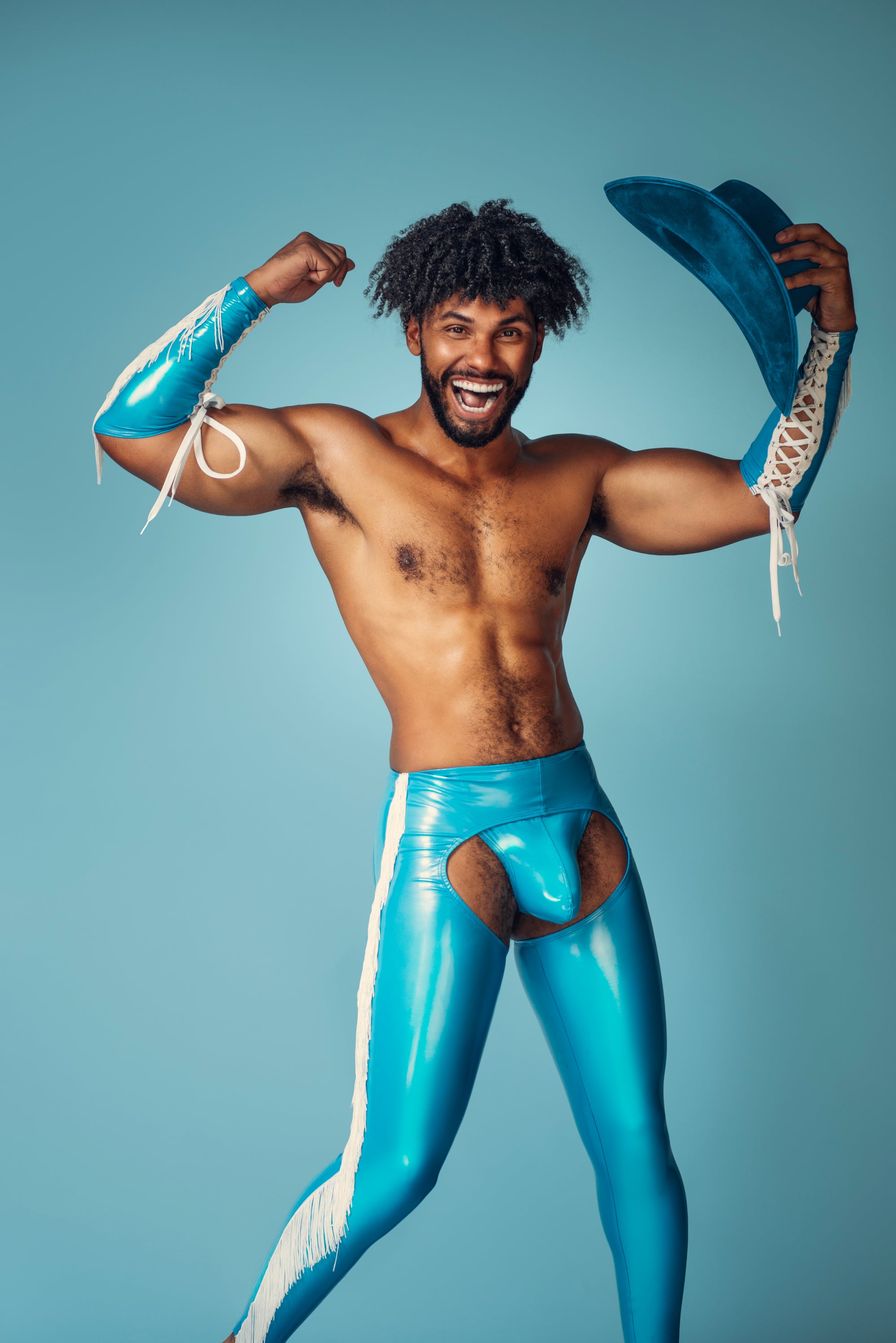 Blue Vinyl Rodeo Armbands & Thong