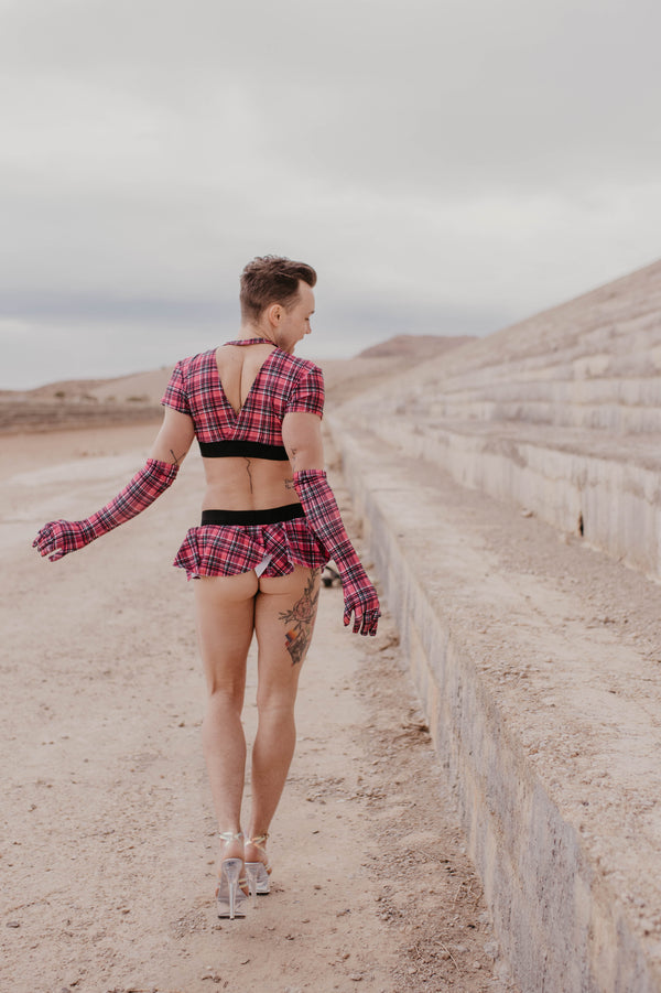 Plaid Skirt Thong