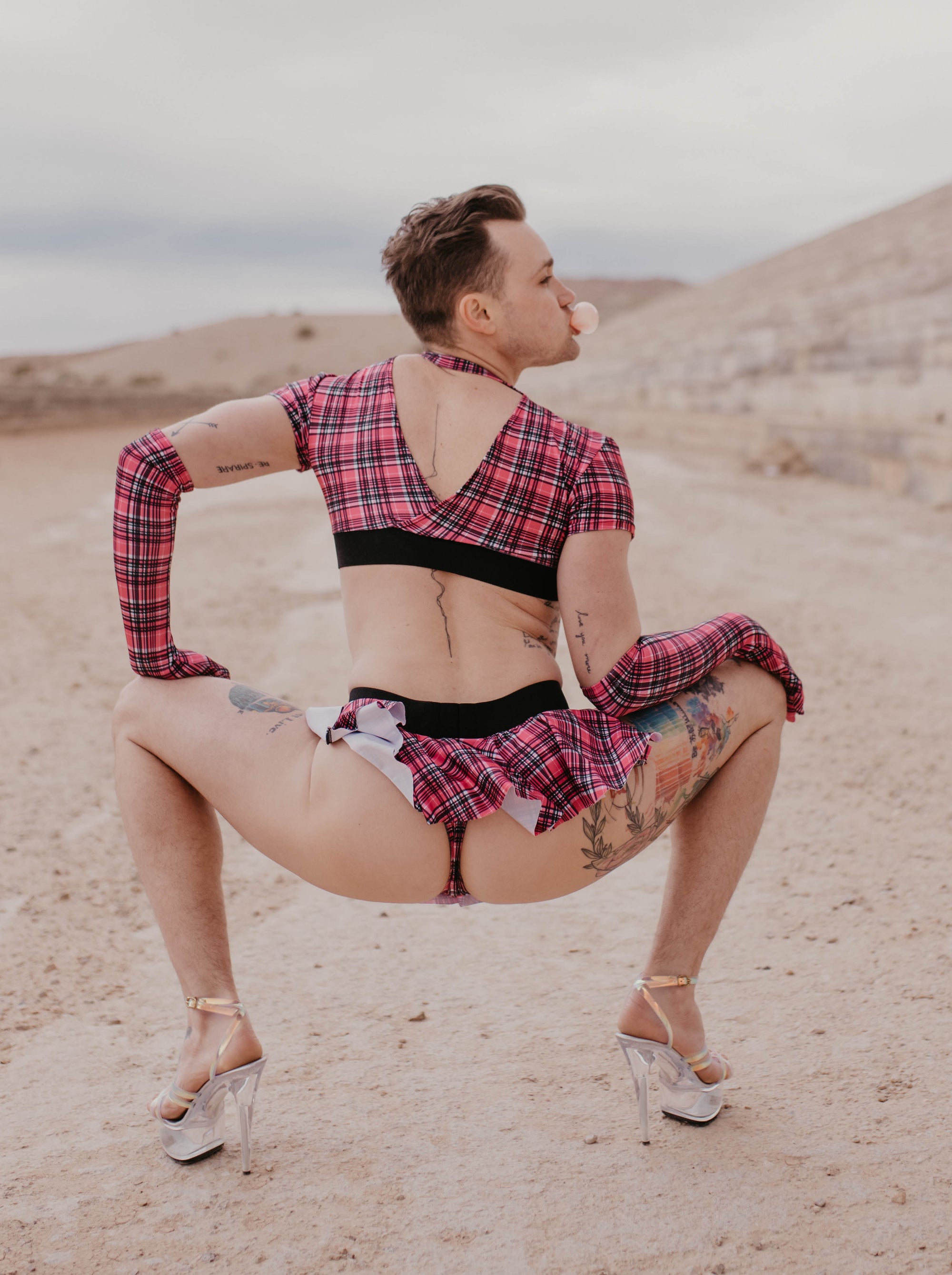 Plaid Skirt Thong