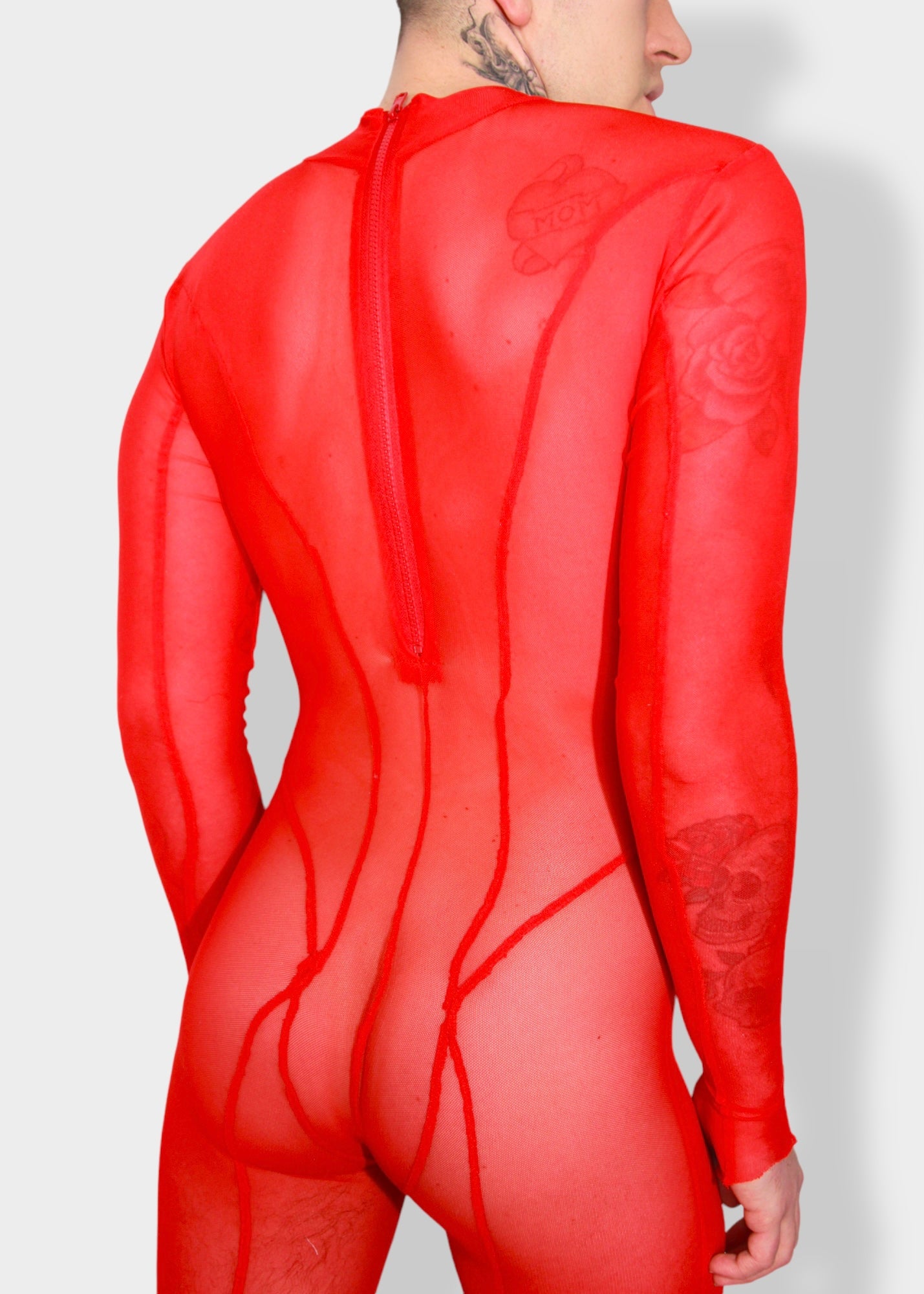 Red Mesh Catsuit