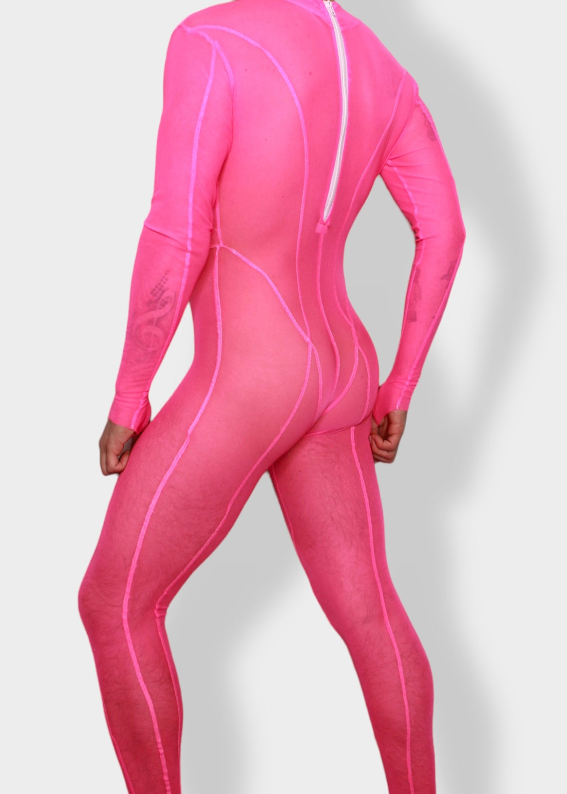 Rave Heart Pastie Mesh Thong Bodysuit- Neon Pink – Marek+Richard