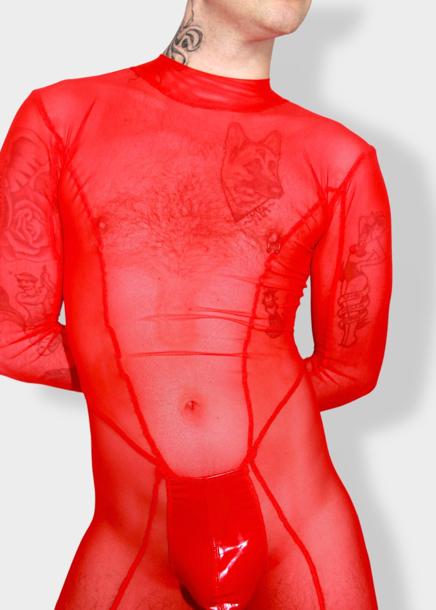 Red Mesh Catsuit